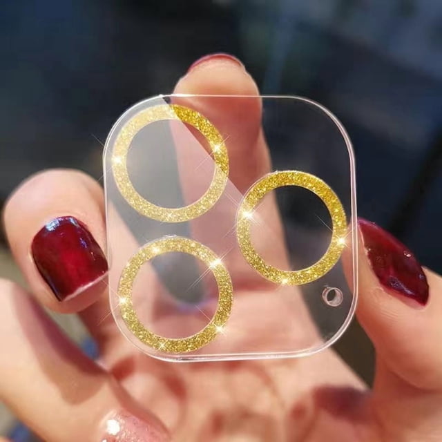 Glitter Camera Lens Protector for iPhone 16 Pro Max/15/14/13/12/11 Pro Max, 9H Hardness Tempered Glass Full Cover Lens Protection