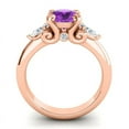 thumbnail image 4 of 2.50 Ct Round Shape Amethyst Gemstone Natural Diamond Unique Wedding Ring for Ladies Solid 14K Rose Gold Size 3.5 by Diamond Capitals, 4 of 8