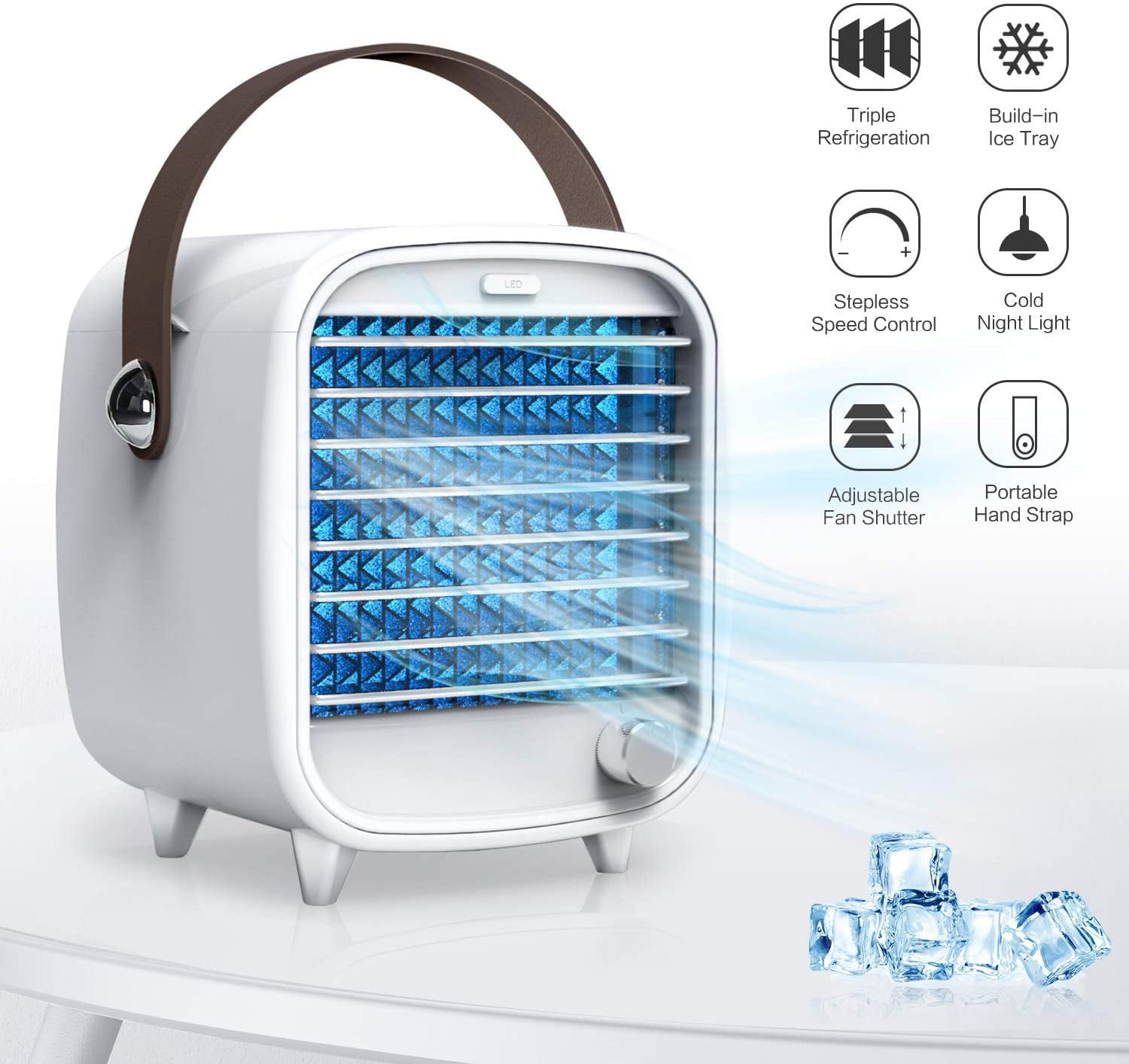 Mini Desktop Air Conditioner USB Rechargeable Small Fan Cooling Portable Cooler 