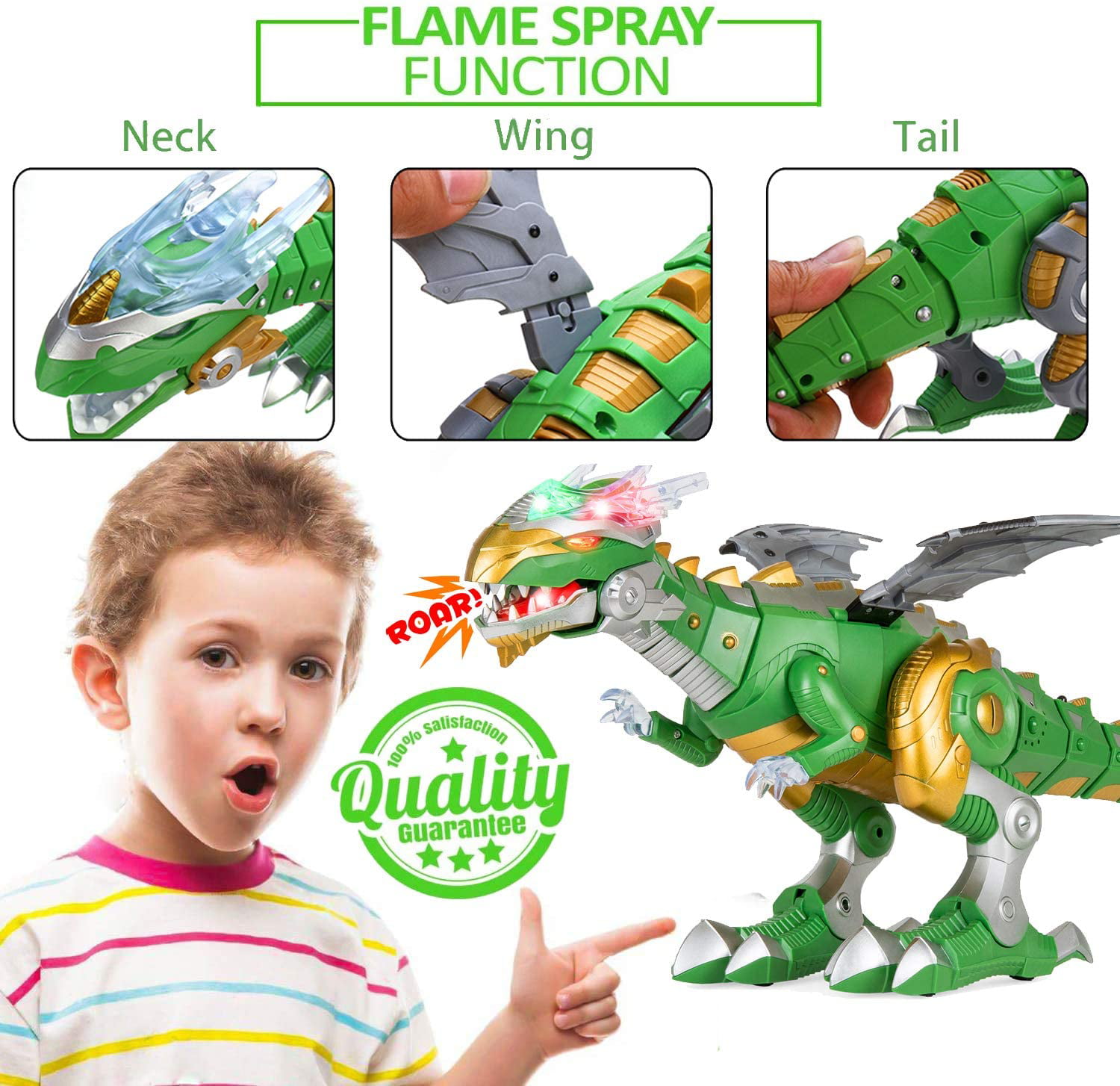 Electronic Dinosaur Walking Dragon Roaring Walking Robot Smoke Wing Kid Toy Gift 