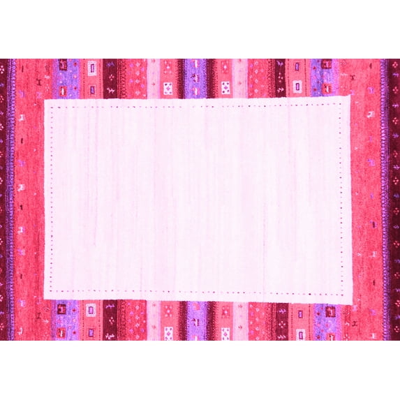 Ahgly Company Indoor Rectangle Solid Pink Modern Area Rugs, 7' x 9'