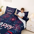 thumbnail image 4 of Manfei Modern Firework Bed Sheets, Happy 4th of July Print Full Size Sheets, Red White Blue, Navy Reversible 4-Piece (1 Flat Sheet, 1 Fitted Sheet and 2 Pillowcases), 4 of 6