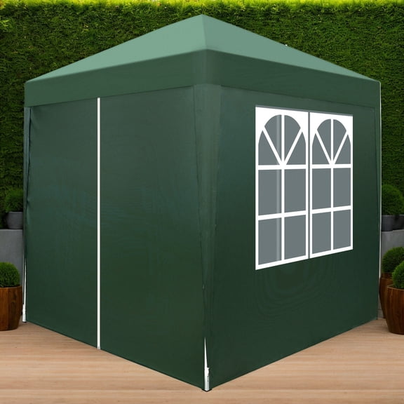 Green 2x2m Folding Gazebo with 2 Doors, Waterproof Outdoor Tent