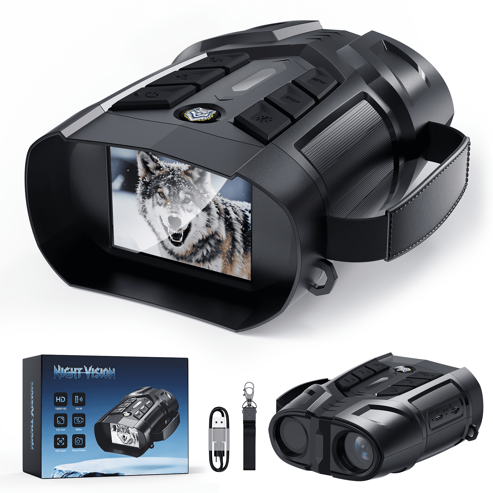 Ruaiok 4K Night Vision Goggles - Waterproof, Super Zoom, Built-in