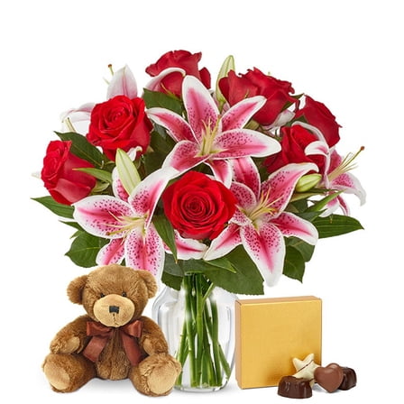 From You Flowers - Premium Red Rose & Stargazers Bundle for Birthday, Anniversary, Get Well, Congratulations, Thank You, All Occasions