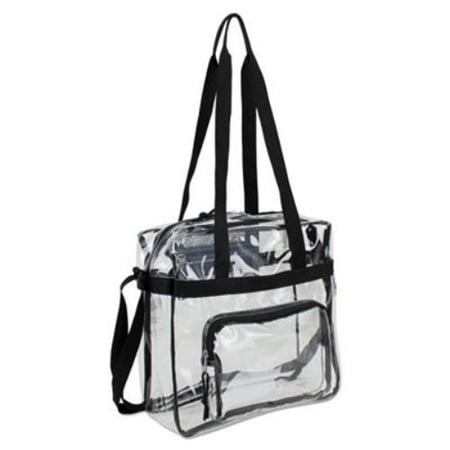 Stadium Cushion Tote - Eastsport 498000BJBLK Clear Stadium Approved Tote, 12 X 5 X 12, Black/clear