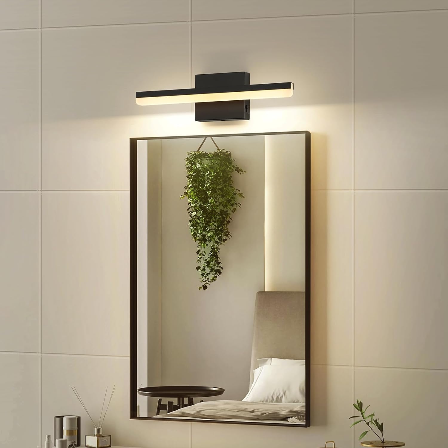 RGHJAR-LED Modern Bathroom Vanity Light Fixtures Dimmable 5CCT 12W Lights Over Mirror Black Wall Light Bar for Bathroom 15.7 inch ETL Certificated