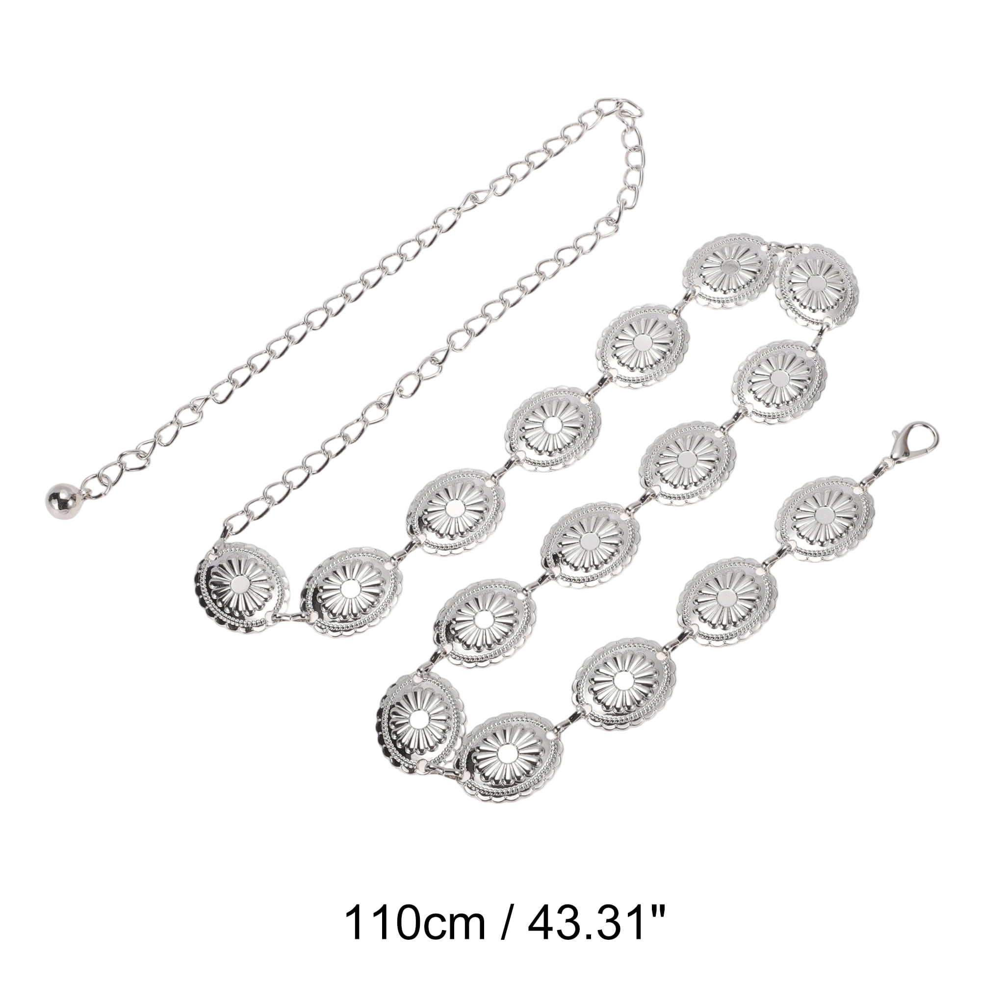 Unique Bargains Stylish Oval Design Waist Chain for Women Silver Tone 1Pc