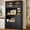 Black, variant on Einhomn 71" Tall Kitchen Pantry Cabinet with Charge Station,Pantry Storage Cabinet with 3 Adjustable Shelves,Wine Rack and Glass Door,Freestanding Hutch Cabinet for Dining Room,Living Room,Black