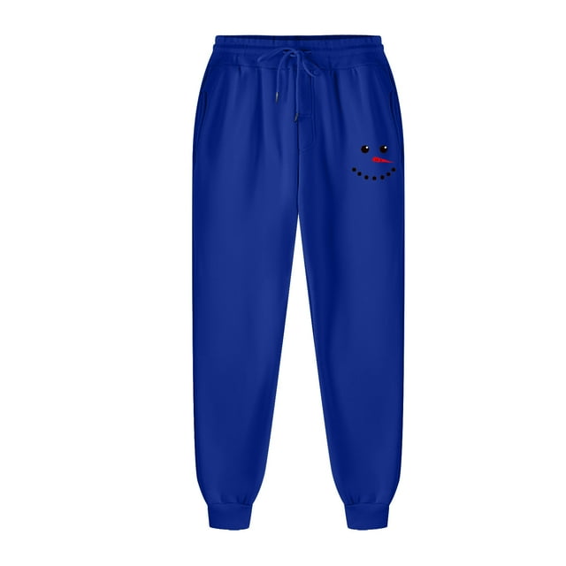 DPTALR Unisex Casual Christmas Print Lace Up Elastic Sports Pants Trousers