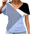 thumbnail image 1 of Lydiaunistar Women's Plus Size Casual Short Sleeve V-Neck Spring Tops Blouse, Soft Polyester Daily Work Party Vacation, Asian Fit Sizing Sky Blue, 1 of 6