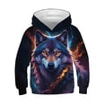 thumbnail image 2 of Shadoumai Boys Girls 3D Wolf Print Casual Pullover Hoodies Hooded Sweatshirts Tops Blouse with Pocket, 2 of 5
