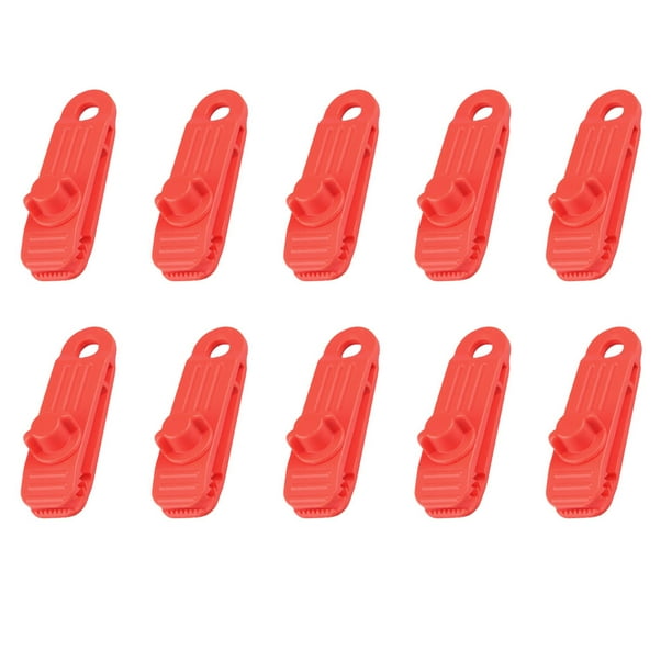 Toystoory 10 piezas de sujetadores portátiles para tienda de campaña, senderismo, Picnic, Clip para toldo a prueba de viento, abrazaderas de carpas Rojo