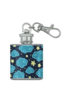 Nighttime Sky with Clouds and Stars Pattern Stainless Steel 1oz Mini Flask Key Chain