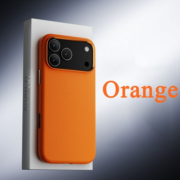 ELEHOLD Phone Case For Apple iPhone 17 Pro, Shockproof PU Leather Lightweight Non-Slip Slim Durable Hard PC Rugged Protective Phone Case Cover ,Orange