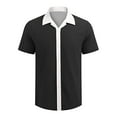 thumbnail image 3 of Bcfgryg Mens Color Matching Lapel Button Half Sleeve Shirt T Shirt Short Sleeve Shirt Men’S Dress Shirts Black, 3 of 5