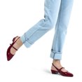 thumbnail image 5 of Pennysue Women's Slingback Sandals Burgundy Low Block Heel Mary Jane Pumps 6M, 5 of 6