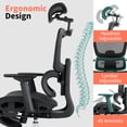thumbnail image 3 of Kojooin Ergonomic Gaming Chair, Breathable Mesh Chair with 3D Headrest, Dual Backrest and Lumbar Support, 3 of 9