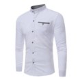 thumbnail image 2 of Simple Men Teen Casual Patchwork Plaid Camisas De Manga Larga Con Botones (Blanco / M) -211686.02 Likrtyny Caballero, 2 of 5
