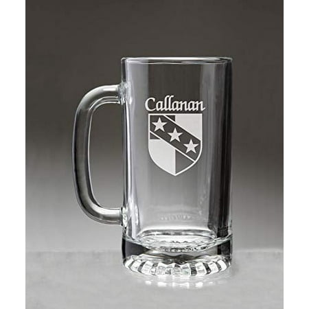 

Callanan Irish Coat of Arms Glass Beer Mug (Sand Etched)