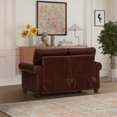thumbnail image 4 of Upholstered Loveseat Sofa with Solid Wood Legs, PU Leather 2 Seat Sofa Couch with Round Armrest, Lounge Sofa for Living Room, Bedroom, Apartment, Office, Burgundy, 4 of 8