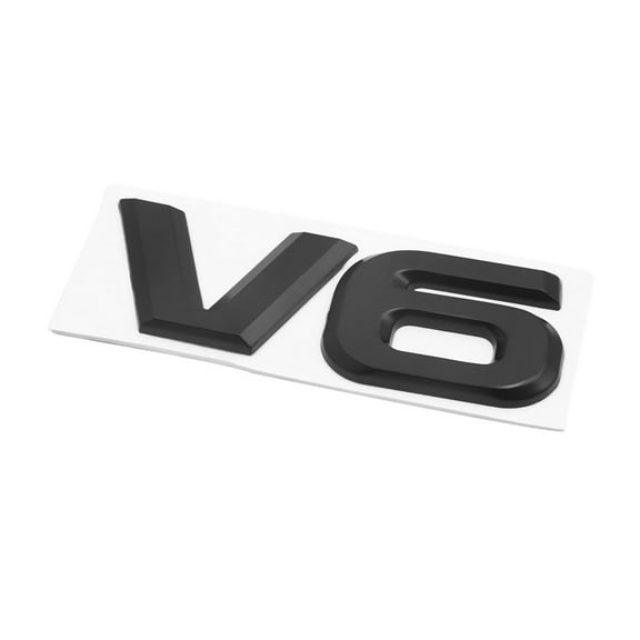 Unique Bargains Black Metal V6 Pattern Adhesive Badge Emblem Decoration Sticker for Car Vehicle