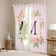 thumbnail image 3 of Homewish Girly Pink Letter M Blackout Curtains Set of 2 (52x84 Each), Romantic Rose Flower Window Curtains, Magical Butterfly Animal Curtains and Drapes, Living Room Curtains Decor, 3 of 6
