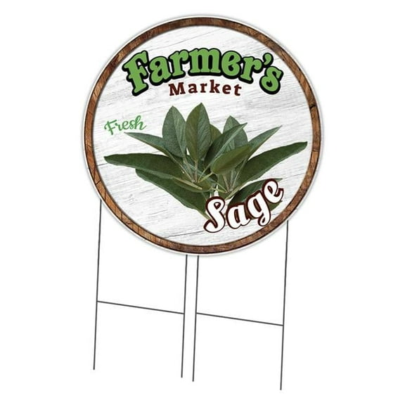 36 in. Double Sided Corrugated Circular Plastic Sign - Farmers Market Sage