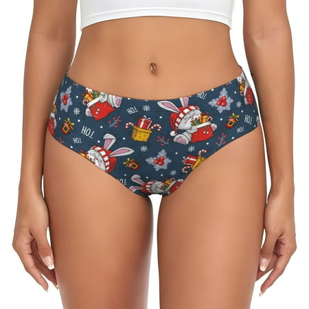 Uemuo Christmas Bunny A Pattern Women s Cotton Underwear Full Coverage Briefs Soft Stretchy Breathable Underwear Brief-4X-Large