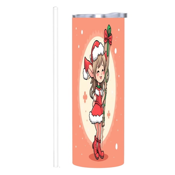 Festive 20 oz Stainless Steel Insulated Tumblers - Double Wall Coffee Cups with Lids Cheerful Holiday Pattern Design for Home Office & Car