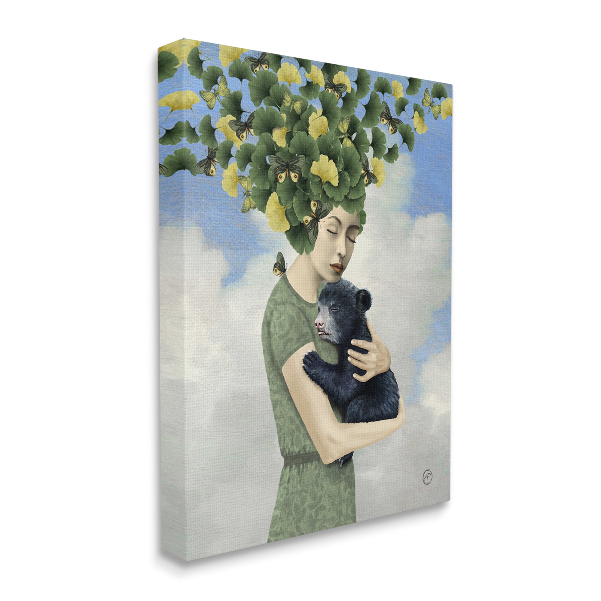 Stupell Industries Surreal Mother Earth Hair Vines Hugging Bear Cub ,36 x 48, Design by Paula Belle Flores
