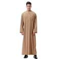 thumbnail image 2 of BSDJILFG Mens Long Robes Long Sleeve Sun Protection Linen Breathable Maxi Nightgowns for Mid-East Tradition, 2 of 9