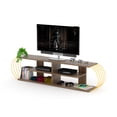 thumbnail image 5 of CoSoTower Mid Century Modern TV Stand 4 Shelves Open Storage Entertainment Centre 68 Inch TV Unit, Walnut/Yellow, 5 of 6