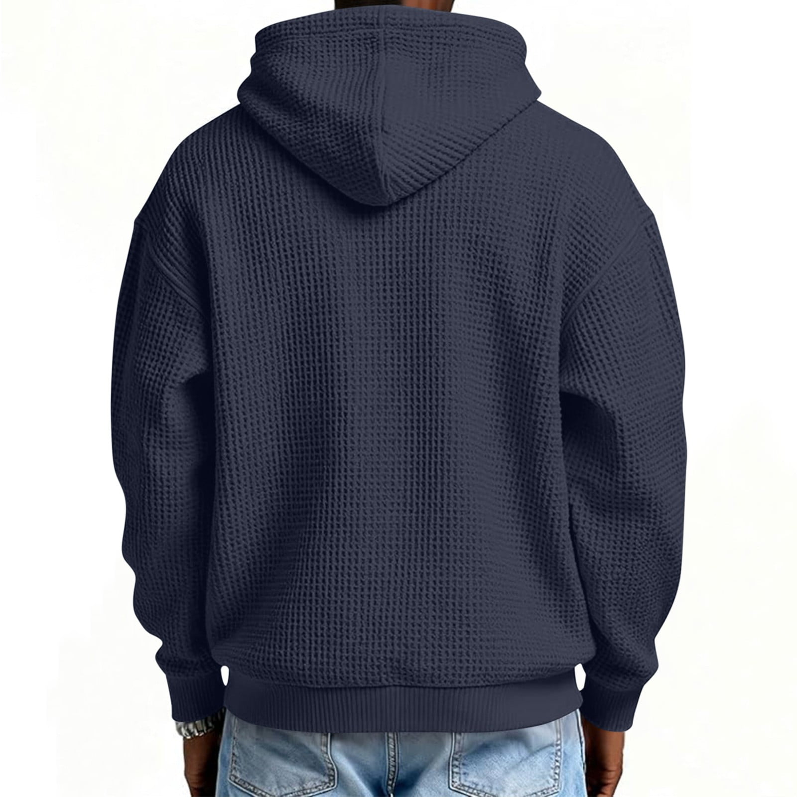 Yteetum Hoodies for Men Oversized Quarter Zip Waffle Weave Drawstring Long Sleeve Pullover Hooded Sweatshirts Tops Mens Casual Solid 1/4 Zipper Loose Fits Fall Athletic Hoodie with Pockets