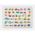thumbnail image 1 of Fish Bath Mat, Composition of Sea Creatures Cartoon Style Vivid Colors Happy Fish Abstract, Plush Bathroom Decor Mat with Non Slip Backing, 29.5" X 17.5", Multicolor, by Ambesonne, 1 of 2