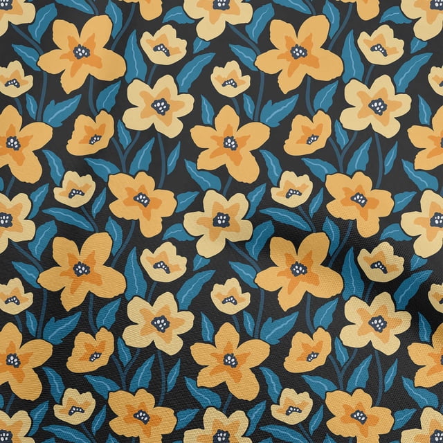 oneOone Georgette Viscose Yellow Fabric Floral Sewing Craft Projects Fabric Prints By Yard 42 Inch Wide