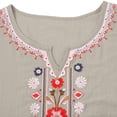 thumbnail image 5 of Helii T Shirts Women V Neck Cotton Linen 3/4 Sleeve Casual Tee Tops Comfys Fit Boho Floral Embroidered Blouses Fashion Summer Travel Outfits M-3XL Beige, 5 of 8