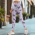 thumbnail image 4 of Renewold Butterfly Leaf Violet Pockets Yoga Leggings for Women Athletic Yoga Pants High Waist Scrunch Butt Lifting Printed Ankle Pants Casual Leggings 4 Way Stretch, 3XL, 4 of 8