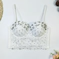 thumbnail image 2 of Bigersell Womens Bras Deals Women's Fashion Corset Fishbone Bra Wearing Sequin Bead Hanging Strap Bra Padded Bra Style F-252 White XXL, 2 of 8