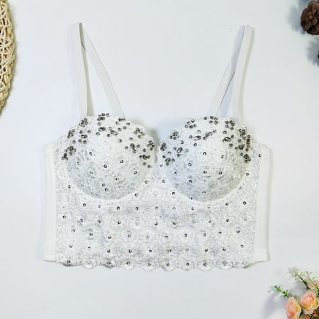 LLYWEY Padded Push up Bras for Women Discounts Bras Women No Underwire Ladies Racerback Bra Style-852 Women Multiway Bra Feature Adult Female Lace Sports Bras White 36B