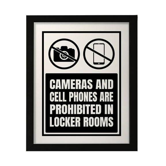 Designs ByLITA Cameras And Cell Phones Are Prohibited In Locker Rooms, 5 x 7 Wall Print (Unframed) | Retail Store Decoration