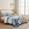 thumbnail image 5 of King Quilt Set 96''x106'', Blue Coastal Starfish Lightweight Bedspread Coverlet with 2 Pillow Shams, Beach Nautical Shell Eucalyptus Wooden Breathable All Season Quilt Bedding for Bedroom/Guest Room, 5 of 9