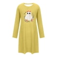 thumbnail image 4 of Puyaiuu Lace Bow Ghost Floral Wreath Graphic Soft Loose Womens Crew Neck Long Sleeve Halloween Lounge Night Dress Yellow XXL Gift, 4 of 6