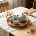 thumbnail image 4 of Yhmxh Round Handwoven Rattan Serving Tray with Double Handles, Woven Bread Basket & Fruit Bowl for Kitchen Counter, Stackable Wicker Platter Plastic Rattan Baskets for Fruits, Snacks, Fries, Bread, 4 of 6