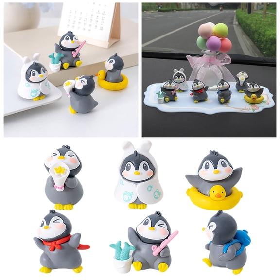 Mini Penguin Statue Cute Desktop Ornament Miniature Garden Desk Sculpture