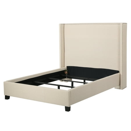 Leather Bed Set - Parker Fully Upholstered Fabric Cal King Bed Set, Natural Color