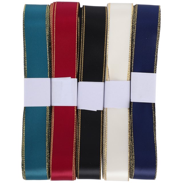 rollos de cinta con borde dorado, caja de satén para pastel, envoltura de flores, corbata, accesorios de ropa, 10 yardas/rollo