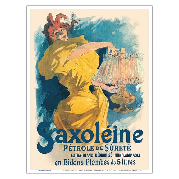 Saxoléine Lamp Oil - White Lampshade - France - Vintage French Advertising Poster by Jules Chéret c.1895 - Master Art Print (Unframed) 9in x 12in