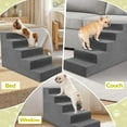 thumbnail image 6 of Dog Stairs for Small Dog and Cats,23”H Non-Slip Bottom Pet Steps for High Beds and Couch,High-Density Foam Pet Stairs Grey,5 Steps, 6 of 7