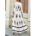thumbnail image 5 of Women's 2025 Fall Wedding Guest Dresses Boho Floral Long Sleeve V Neck Flowy Elegant Maxi Dress Beach Clothes,White, 5 of 6